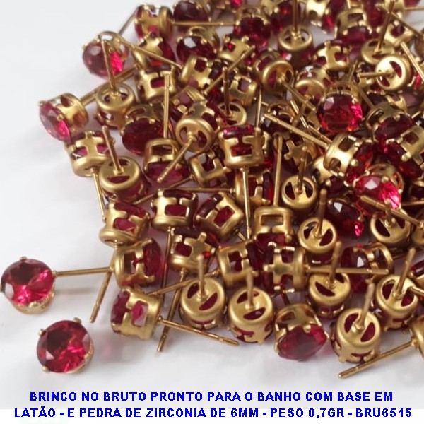 BRINCO NO BRUTO PRONTO PARA O BANHO COM BASE EM  LATÃO - E PEDRA DE ZIRCONIA DE 6MM - PESO 0,7GR - BRU6515