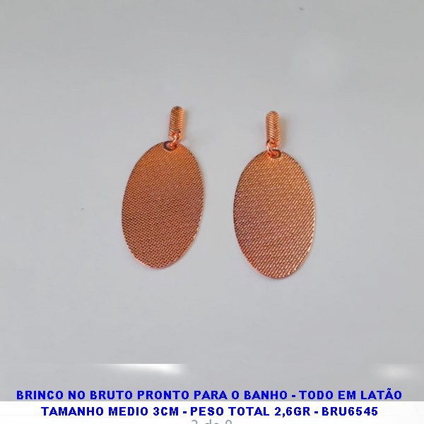 BRINCO NO BRUTO PRONTO PARA O BANHO - TODO EM LATÃO TAMANHO MEDIO 3CM - PESO TOTAL 2,6GR - BRU6545