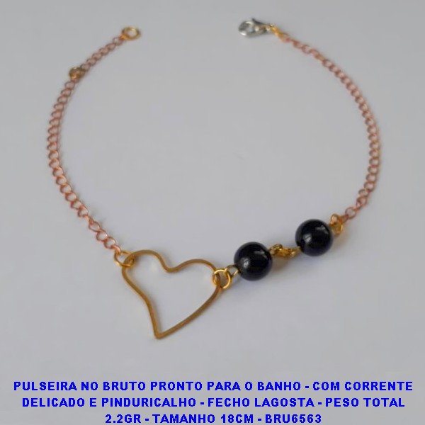 PULSEIRA NO BRUTO PRONTO PARA O BANHO - COM CORRENTE DELICADO E PINDURICALHO - FECHO LAGOSTA - PESO TOTAL 2.2GR - TAMANHO 18CM - BRU6563