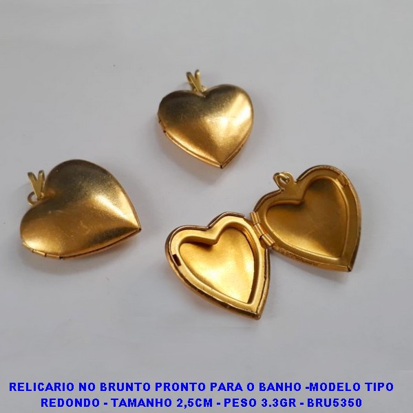 RELICARIO NO BRUNTO PRONTO PARA O BANHO -MODELO TIPO REDONDO - TAMANHO 2,5CM - PESO 3.3GR - BRU5350