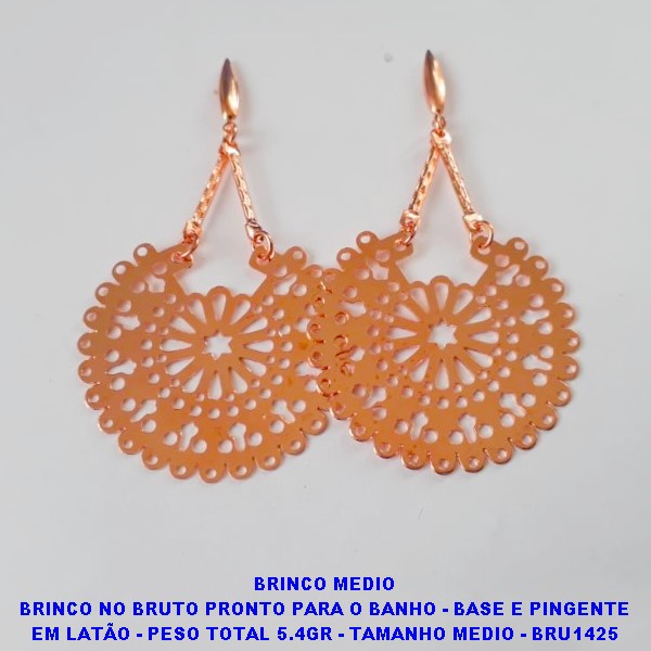 BRINCO NO BRUTO PRONTO PARA O BANHO - BASE E PINGENTE EM LATÃO - PESO TOTAL 5.4GR - TAMANHO MEDIO - BRU1425