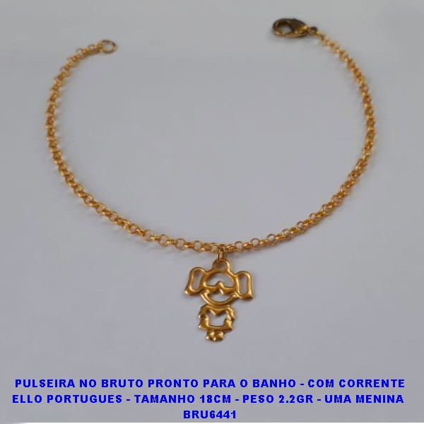 PPULSEIRA NO BRUTOPRONTO PAR A O BANHO - COM CORRENTE ELLO PORTUGUES - TAMANHO 18CM - PESO 2.2GR - UMA MENINA  BRU6441P