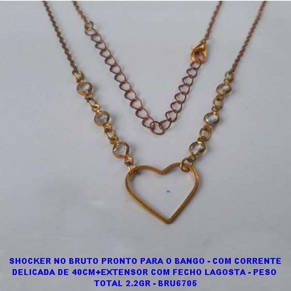 SHOCKER NO BRUTO PRONTO PARA O BANGO - COM CORRENTE DELICADA DE 40CM+EXTENSOR COM FECHO LAGOSTA - PESO  TOTAL 2.2GR - BRU6705