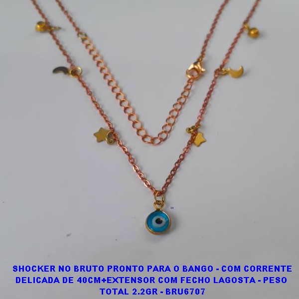 SHOCKER NO BRUTO PRONTO PARA O BANGO - COM CORRENTE DELICADA DE 40CM+EXTENSOR COM FECHO LAGOSTA - PESO  TOTAL 2.2GR - BRU6707