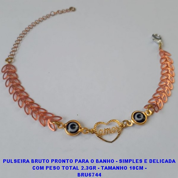 PULSEIRA BRUTO PRONTO PARA O BANHO - SIMPLES E DELICADA  COM PESO TOTAL 2.3GR - TAMANHO 18CM -  BRU6744