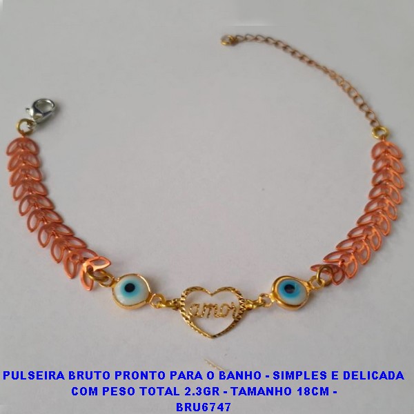 PULSEIRA BRUTO PRONTO PARA O BANHO - SIMPLES E DELICADA  COM PESO TOTAL 2.3GR - TAMANHO 18CM -  BRU6747