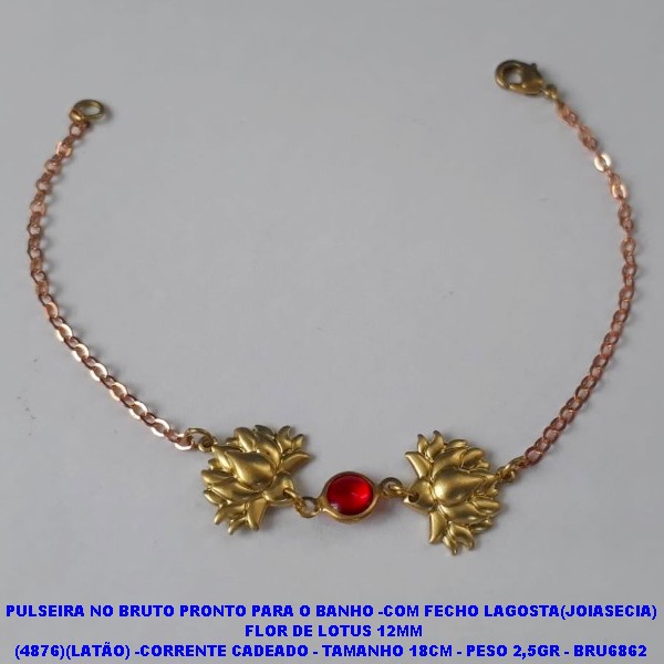 PULSEIRA NO BRUTO PRONTO PARA O BANHO -COM FECHO LAGOSTA(JOIASECIA)  (LATÃO) -CORRENTE CADEADO - TAMANHO 18CM - PESO 2,5GR - BRU6862