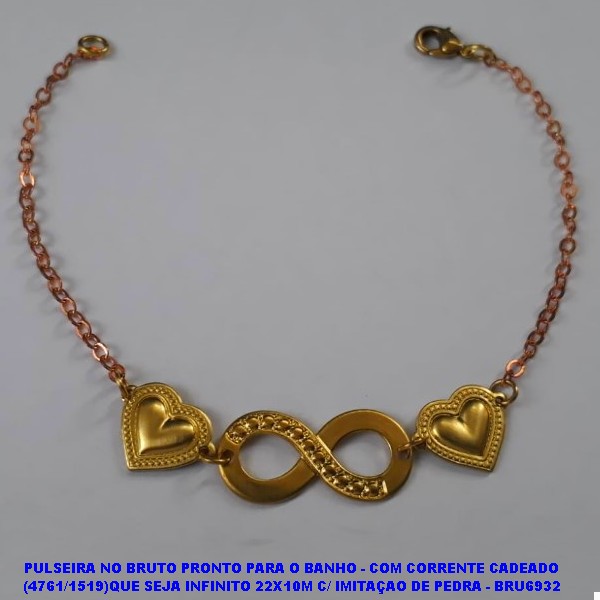 PULSEIRA NO BRUTO PRONTO PARA O BANHO - COM CORRENTE CADEADO (4761/1519)QUE SEJA INFINITO 22X10M C/ IMITAÇAO DE PEDRA - BRU6932