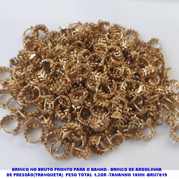 BRINCO NO BRUTO PRONTO PARA O BANHO(CX84) - BRINCO DE ARGOLINHA DE PRESSÃO(TRANQUETA)  PESO TOTAL 1.2GR -TAMANHO 10MM -BRU7019