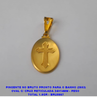 PINGENTE NO BRUTO PRONTO PARA O BANHO (163) CRUZ LISA 42MM - PESO TOTAL 1.7GR - BRU0457