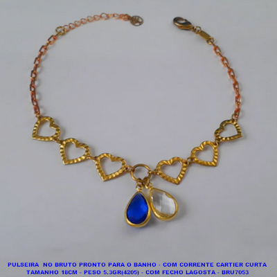 PULSEIRA  NO BRUTO PRONTO PARA O BANHO - COM CORRENTE CARTIER CURTA TAMANHO 18CM - PESO 5.3GR(4205) - COM FECHO LAGOSTA - BRU7053