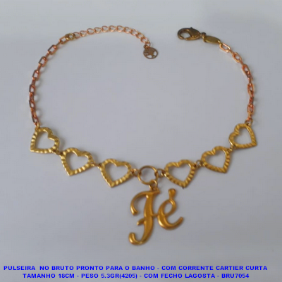 PULSEIRA  NO BRUTO PRONTO PARA O BANHO - COM CORRENTE CARTIER CURTA TAMANHO 18CM - PESO 5.3GR(4205) - COM FECHO LAGOSTA - BRU7054
