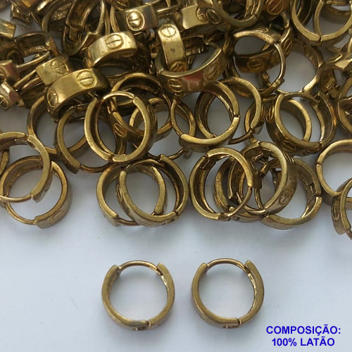 BRINCO NO BRUTO PRONTO PARA O BANHO(CX71) - ARGOLINHA DE PRESSÃO (TRANQUETA) PESO TOTAL 2.0GR - TAMANHO 12MM - BRU7101