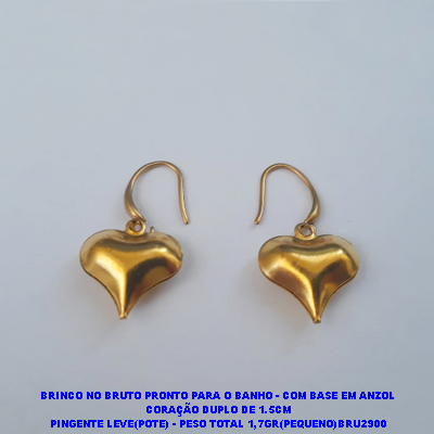 BRINCO NO BRUTO PRONTO PARA O BANHO - COM BASE EM ANZOL CORAÇÃO DUPLO DE 1.5CM PINGENTE LEVE(POTE) - PESO TOTAL 1,7GR(PEQUENO)BRU2900