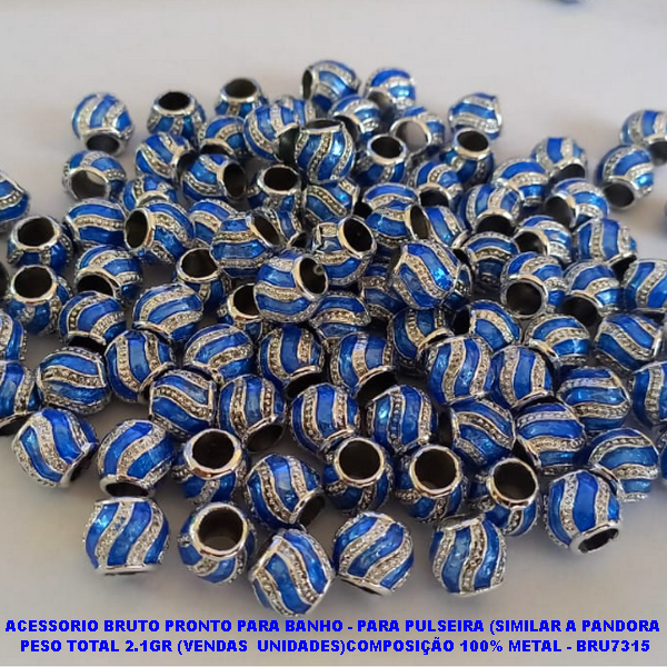 ACESSORIO BRUTO PRONTO PARA BANH(CX51) - PARA PULSEIRA (SIMILAR A PANDORA  PESO TOTAL 2.1GR (VENDAS POR UNIDADES)COMPOSIÇÃO 100% METAL - BRU7315