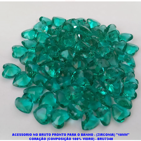 ACESSORIO NO BRUTO PRONTO PARA O BANHO - (ZIRCONIA) "10MM"  CORAÇÃO (COMPOSIÇÃO 100% VIDRO) - BRU7340