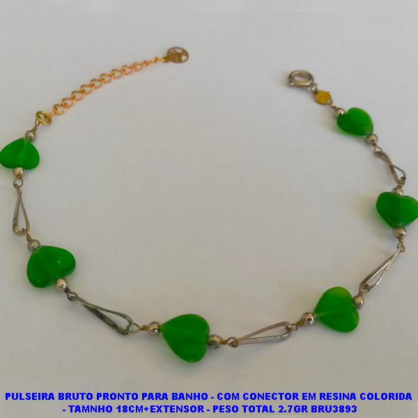 PULSEIRA BRUTO PRONTO PARA BANHO - COM CONECTOR EM RESINA COLORIDA  - TAMNHO 18CM+EXTENSOR - PESO TOTAL 2.7GR BRU3893