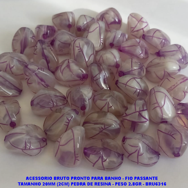 ACESSORIO BRUTO PRONTO PARA BANHO - FIO PASSANTE TAMANHO 20MM (2CM) PEDRA DE RESINA - PESO 2.8GR - BRU6316