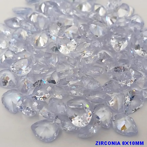 ACESSORIO NO BRUTO PRONTO PARA O BANHO(CX30) - (ZIRCONIA) "8X10MM" GOTA (PRIMEIRA LINHA)COMPOSIÇÃO 100% ZIRCONIA CRISTAL - BRU7370