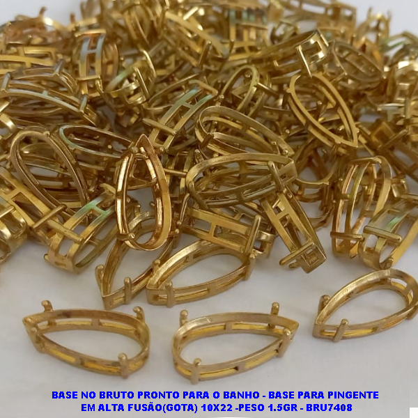 BASE NO BRUTO PRONTO PARA O BANHO(VENDA POR UNIDADE) - BASE PARA PINGENTE  EM ALTA FUSÃO(GOTA) 10X22 -PESO 1.5GR - BRU7408
