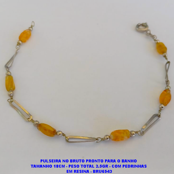 PULSEIRA NO BRUTO PRONTO PARA O BANHO  TAMANHO 18CM - PESO TOTAL 2.5GR - COM PEDRINHAS  EM RESINA - BRU6543