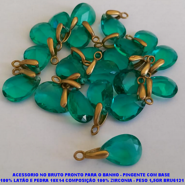 PINGENTE NO BRUTO PRONTO PARA O BANHO - PINGENTE COM BASE  100% LATÃO E PEDRA 10X14 COMPOSIÇÃO 100% ZIRCONIA - PESO 1,5GR BRU6121