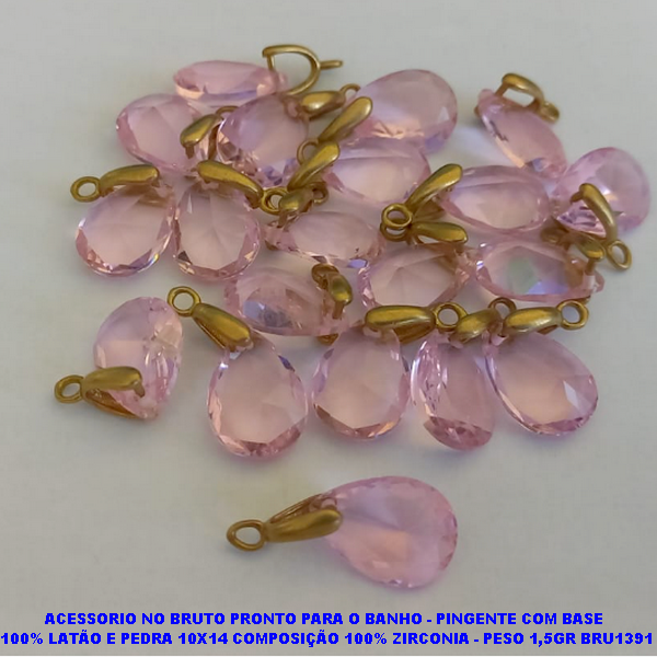 PINGENTE NO BRUTO PRONTO PARA O BANHO - PINGENTE COM BASE  100% LATÃO E PEDRA 10X14 COMPOSIÇÃO 100% ZIRCONIA - PESO 1,5GR BRU1391