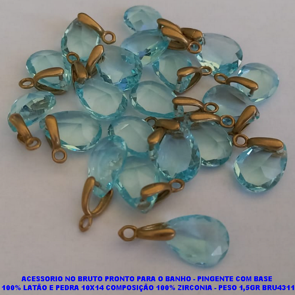 PINGENTE NO BRUTO PRONTO PARA O BANHO - PINGENTE COM BASE  100% LATÃO E PEDRA 10X14 COMPOSIÇÃO 100% ZIRCONIA - PESO 1,5GR BRU4311