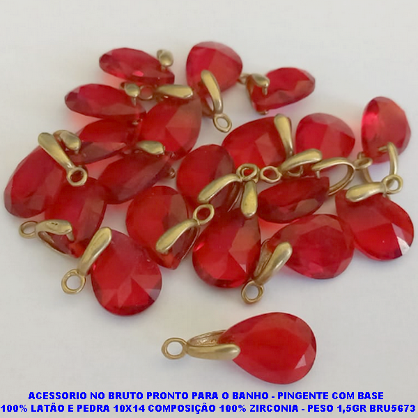 PINGENTE NO BRUTO PRONTO PARA O BANHO - PINGENTE COM BASE  100% LATÃO E PEDRA 10X14 COMPOSIÇÃO 100% ZIRCONIA - PESO 1,5GR BRU5673