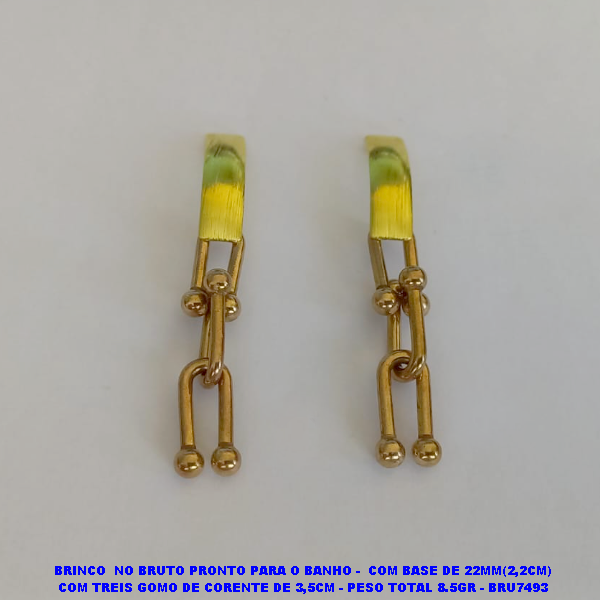BRINCO  NO BRUTO PRONTO PARA O BANHO -  COM BASE DE 22MM(2,2CM) COM TREIS GOMO DE CORENTE DE 3,5CM - PESO TOTAL 8.5GR - BRU7493