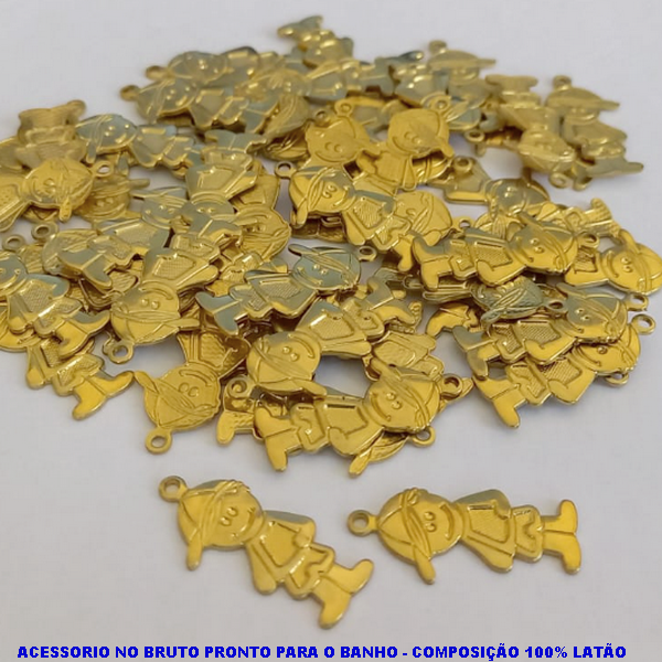 ACESSORIO NO BRUTO PRONTO PARA O BANHO (CX16) - COMPOSIÇÃO 100% LATÃO (2482)PEODUTO VENDIDO POR UNIDADE - PESO 0,9GR - PINGENTE MENINO  ESTAMPADO 20MM - BRU3837