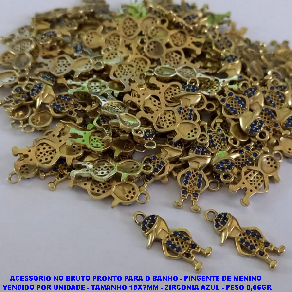 PINGENTE  NO BRUTO PRONTO PARA O BANHO - PINGENTE DE MENINO  VENDIDO POR UNIDADE - TAMANHO 15X7MM - ZIRCONIA AZUL - PESO 0,06GR BRU2848