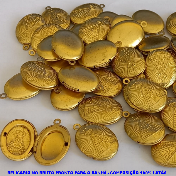 RELICARIO NO BRUTO PRONTO PARA O BANH0 - COMPOSIÇÃO 100% LATÃ0 NOSSA SENHORA APARECIDA - TAMANHO 21MM - PESO TOTAL 2.1GR - BRU3556