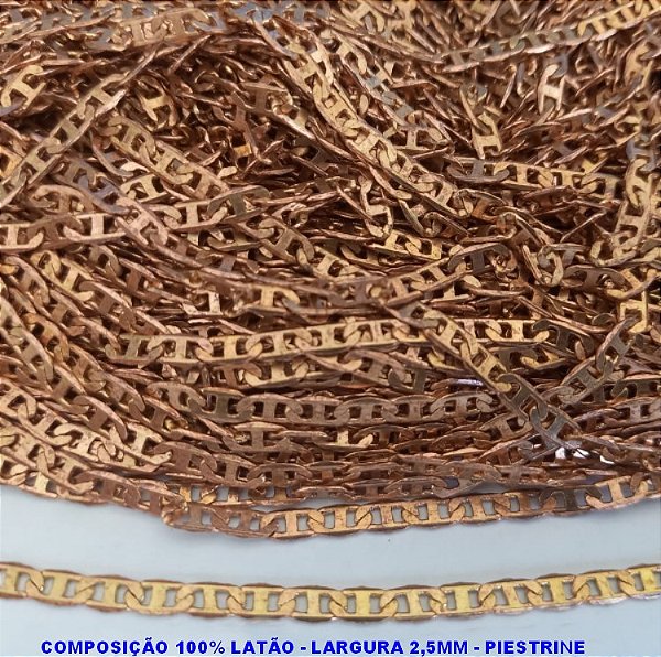 CORRENTE NO BRUTO PRONTO PARA O BANHO(COMPOSIÇÃO 100% LATÃO) - CORRENTE " PIESTRINE "  - CORRENTE VENDIDA POR METRO(PESO DO METRO 12.4GR)LARGURA 2,5MM - BRU00071