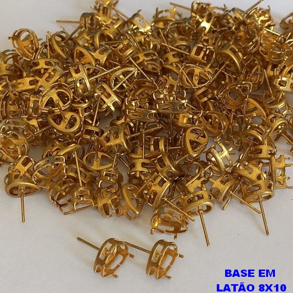 ACESSORIO NO BRUTO PRONTO PARA O BANHO - BASE PARA BRINCO (VENDIDO POR PAR )COMPOSIÇÃO 100% LATÃO - TAMANHO 8X10MM - PESO DO PAR  0,8GR - BRU000122