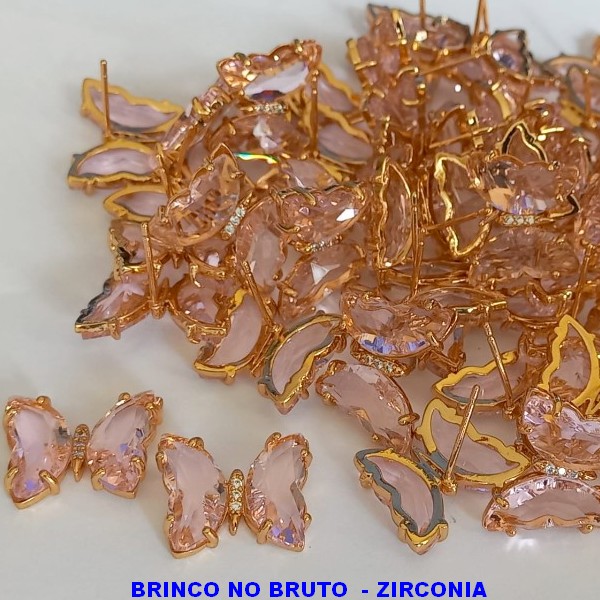 BRINCO NO BRUTO PRONTO PARA O BANHO - (BORBOLETA) COM ZIRCONIA  - PESO TOTAL 3.7GR - TAMANHO 18MM(1.8CM) - BRU3184