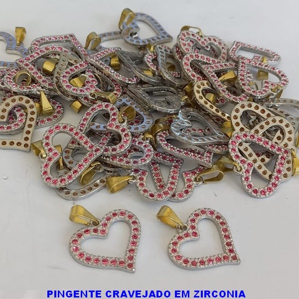 PINGENTE NO BRUTO PRONTO PARA O BANHO (CX33) - PINGENTE DE CORAÇÃO CRAVEJADO -(ALTA FUSÃO)TAMANHO 18MM(1,8CM) PESO 1,2GR(VENDIDO POR UNIDADE (MAD) - BRU000179