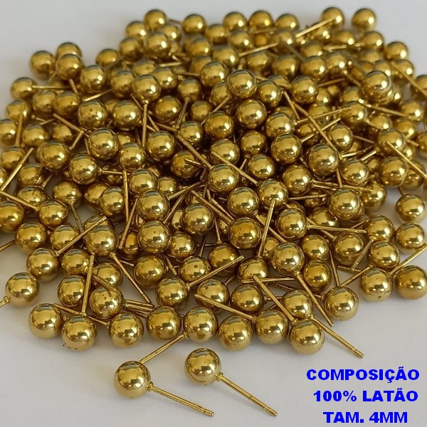 ACESSORIO(BRINCO NO BRUTO PRONTO PARA O BANHO - BRINCO DE BOLINHA DE 4MM( COMPOSIÇÃO 100% LATÃO) PESO TO PAR 0,5GR - BRU2167
