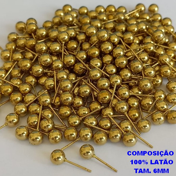 BRINCO NO BRUTO PRONTO PARA O BANHO - BRINCO DE BOLINHA DE 6MM( COMPOSIÇÃO 100% LATÃO) PESO TO PAR 1GR - BRU1964