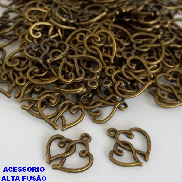 ACESSORIO NO BRUTO PRONTO PARA O BANHO - COM DOIS CORAÇÃO " (PESO TOTAL  1GR)TAMANHO 18MM(1,8CM) BRUTO000209