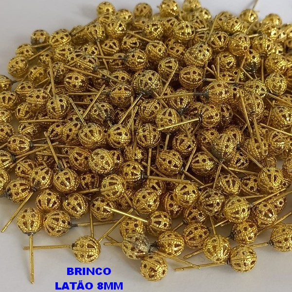 ACESSORIO (BRINCO NO BRUTO PRONTO PARA O BANHO - BRINCO DE BOLINHA DE 8MM( COMPOSIÇÃO 100% LATÃO) PESO TO PAR 0,9GR - BRU1416