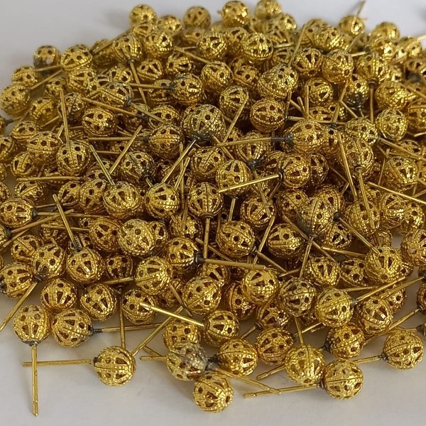 BRINCO NO BRUTO PRONTO PARA O BANHO - BRINCO DE BOLINHA DE 6MM( COMPOSIÇÃO 100% LATÃO) PESO TO PAR 0,5GR - BRU1364
