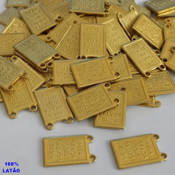 ACESSORIO NO BRUTO PRONTO PARA O BANHO(CX72) - ESCAPULÁRIO(1345) 14X10MM 2LADO C/ ORAÇAO PELA GRAÇA -(UNIDADE)PESO 1.1GR  ESCAPULARIO COMPOSIÇÃO 100% LATÃO - BRU000231