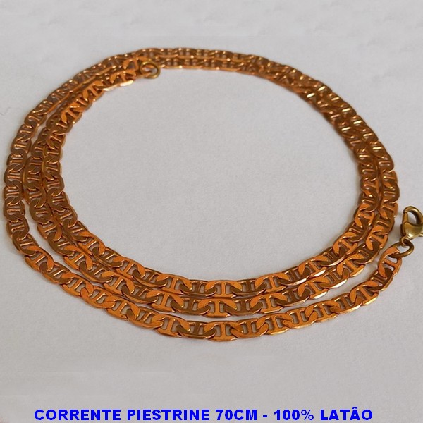 CORRENTE PIESTRINE NO BRUTO PRONTO PARA O BANHO - TAMANHO 70CM - PESO TOTAL 16,7GR - FECHO LAGOSTA - LARGURA 4,5MM - BRU0336