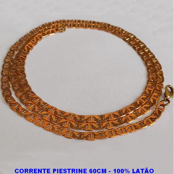CORRENTE PIESTRINE NO BRUTO PRONTO PARA O BANHO - TAMANHO 60CM - PESO TOTAL 14,7GR - FECHO LAGOSTA - LARGURA 4,5MM - BRU1081