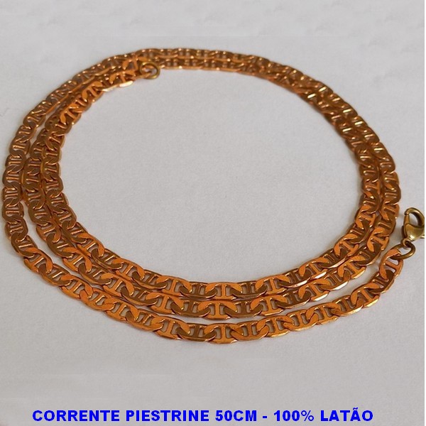 CORRENTE PIESTRINE NO BRUTO PRONTO PARA O BANHO - TAMANHO 50CM - PESO TOTAL 11,9GR - FECHO LAGOSTA - LARGURA 4,5MM - BRU0524