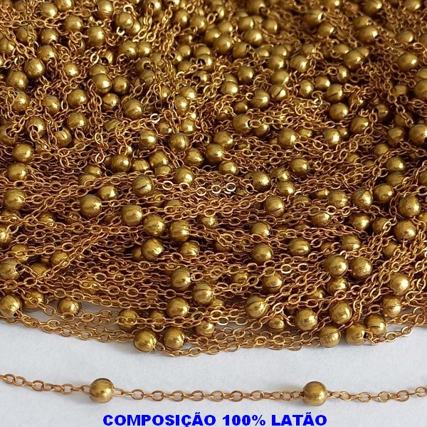 CORRENTE NO BRUTO PRONTO PARA O BANHO - CORRENTE CADEADO COM BOLINHAS - CORRENTE VENDIDA POR PACOTE COM 100 METROS - MATERIAL 100% LATÃO - BRU000267