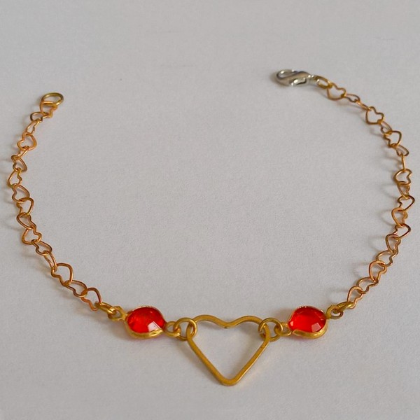 PULSEIRA NO BRUTO PRONTO PARA O NANHO  - DELICADA COM CORRENTE DE CORAÇÃO- TAMANHO 18CM - PESO 1,8GR - BRU62066716