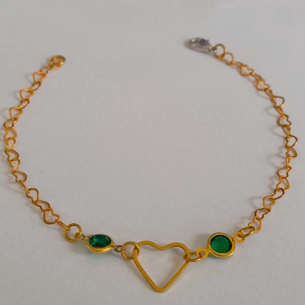 PULSEIRA NO BRUTO PRONTO PARA O NANHO  - DELICADA COM CORRENTE DE CORAÇÃO - TAMANHO 18CM - PESO 1,8GR - BRU1964