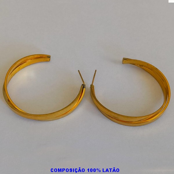 BRINCO NO BRUTO PRONTO PARA O BANHO - BRINCO DE ARGOLA DUPLO - TAMANHO 4CM - PESO TOTAL 10,0GR - BRU1246
